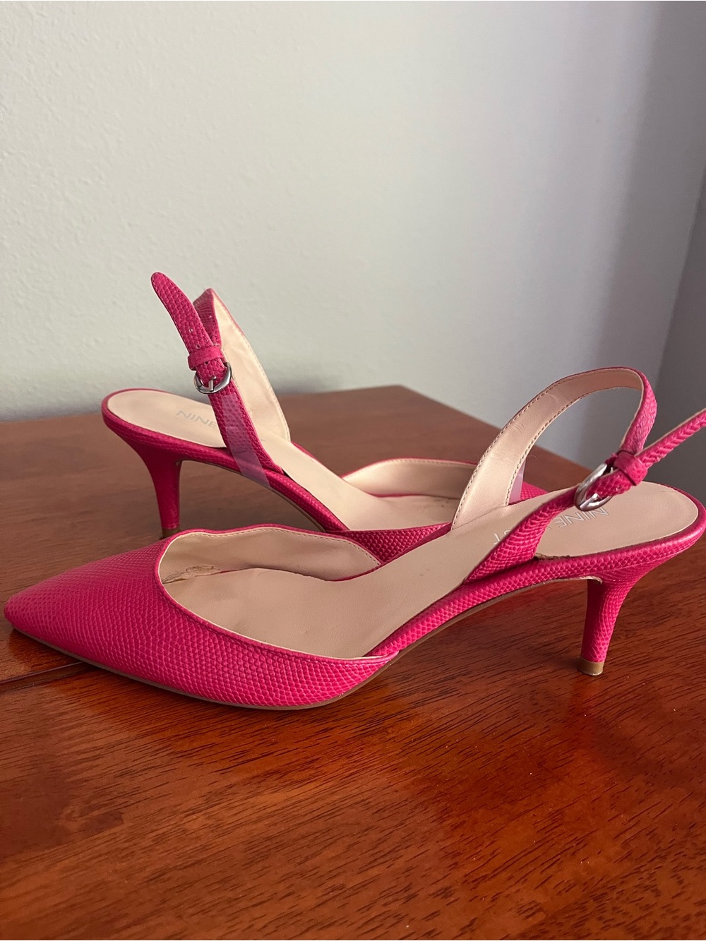 Nine West Hot Pink Slingback Kitten Heels